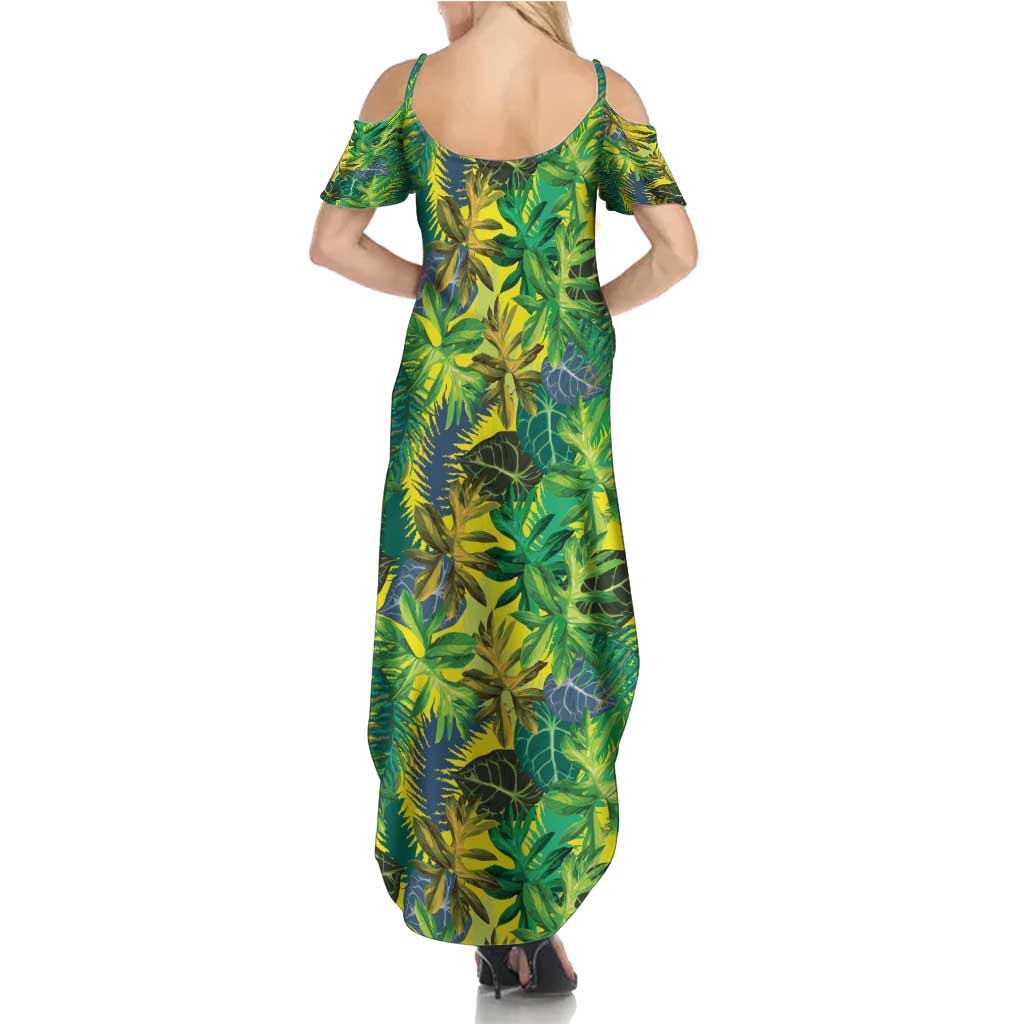 Hawaii Summer Tropical Leaves Summer Maxi Dress - Polynesian Pride