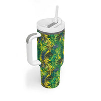 Hawaii Summer Tropical Leaves Tumbler With Handle - Polynesian Pride