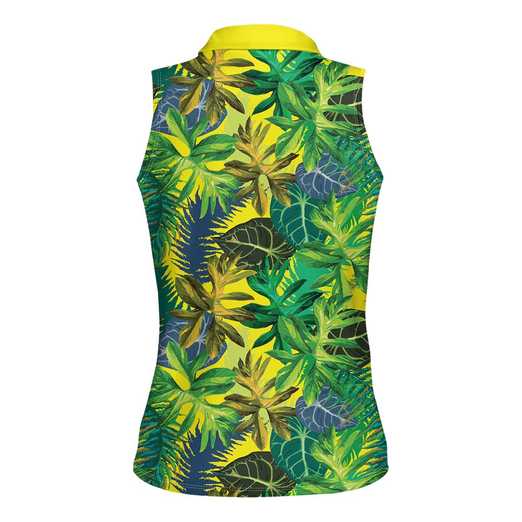 Hawaii Summer Tropical Leaves Women Sleeveless Polo Shirt - Polynesian Pride