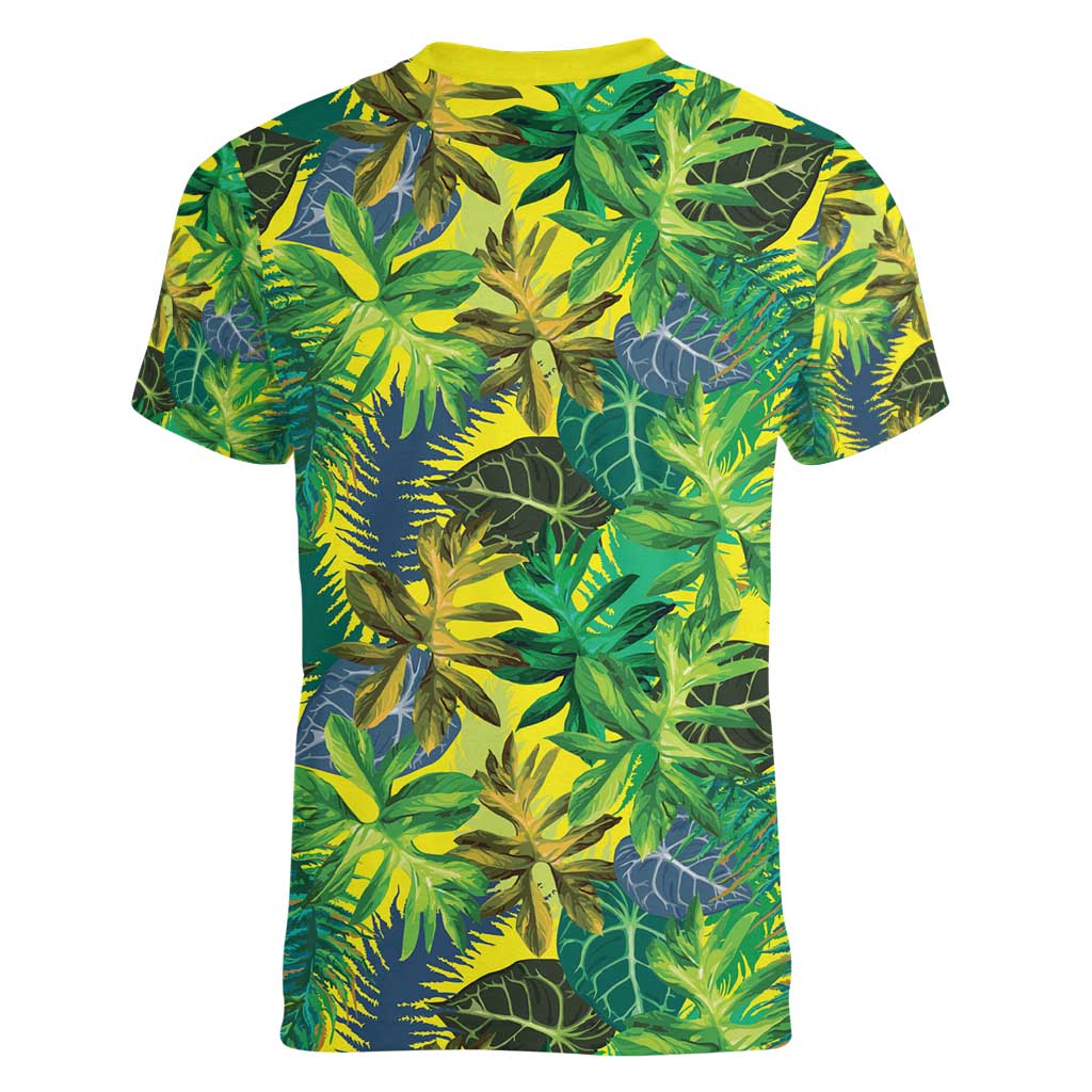 Hawaii Summer Tropical Leaves Women V-Neck T-Shirt - Polynesian Pride
