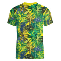 Hawaii Summer Tropical Leaves Women V-Neck T-Shirt - Polynesian Pride