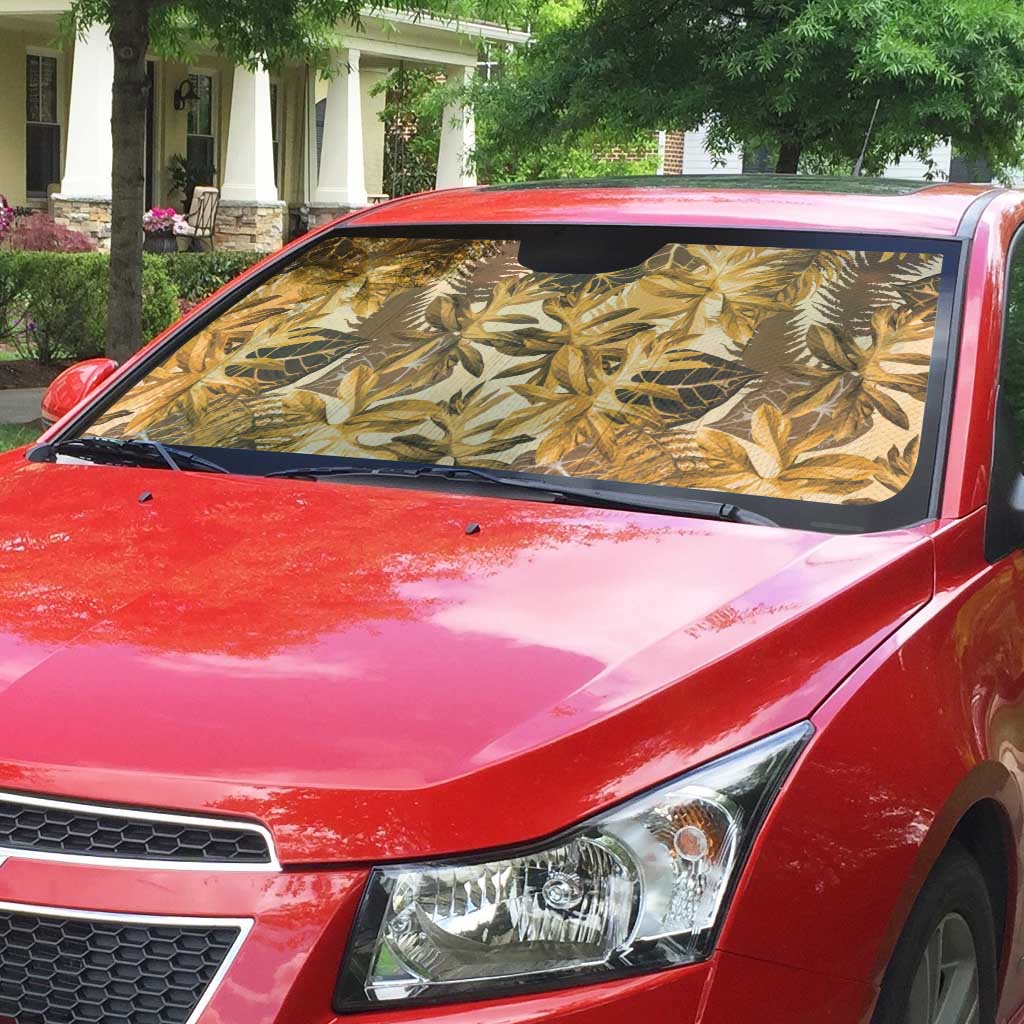 Hawaii Gold Tropical Leaves Auto Sun Shade - Polynesian Pride