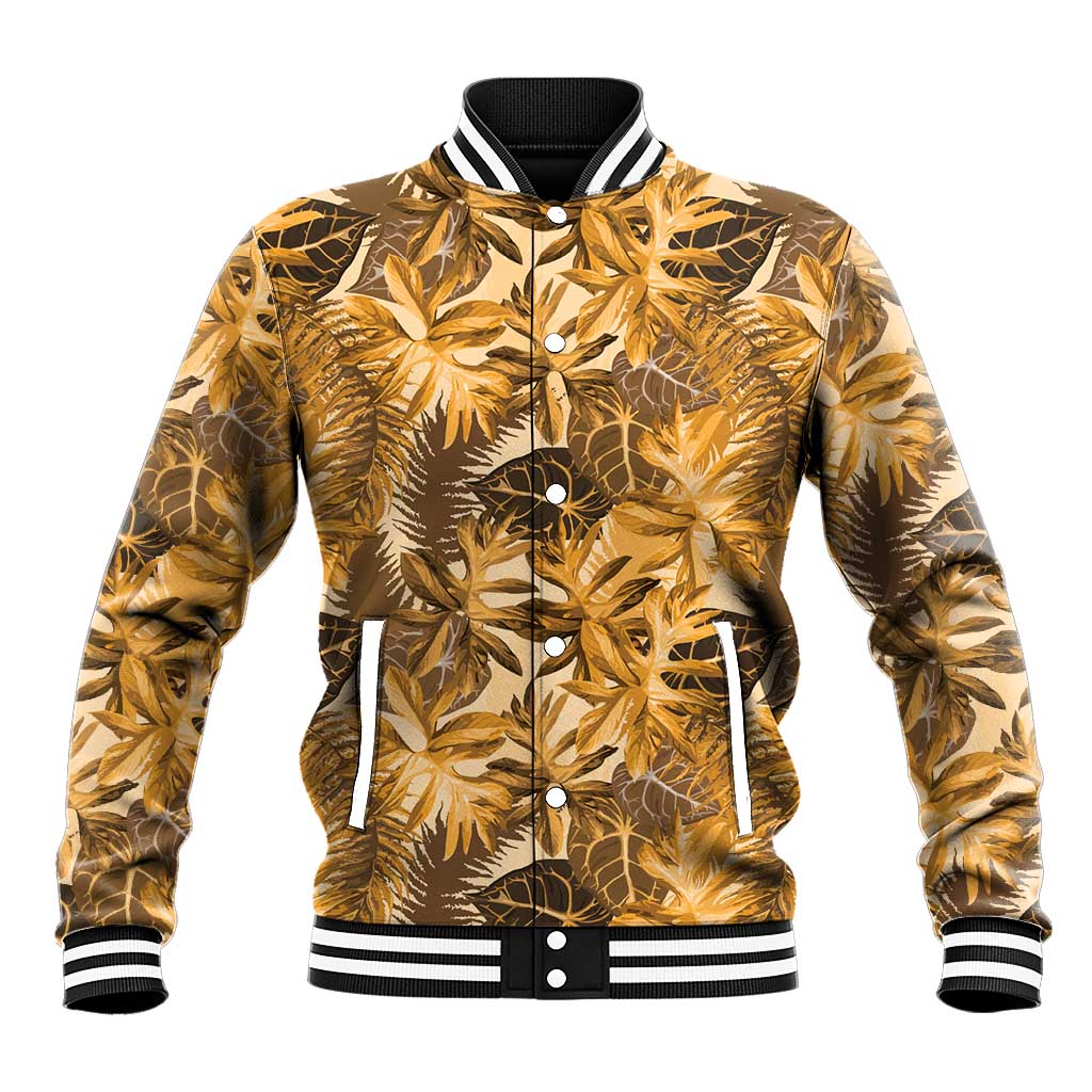 Hawaii Gold Tropical Leaves Baseball Jacket - Polynesian Pride