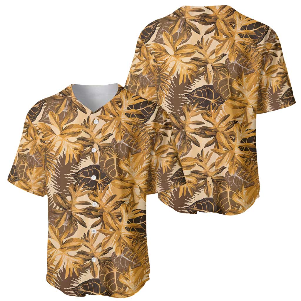 Hawaii Gold Tropical Leaves Baseball Jersey - Polynesian Pride