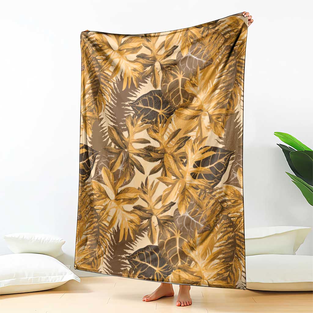 Hawaii Gold Tropical Leaves Blanket - Polynesian Pride