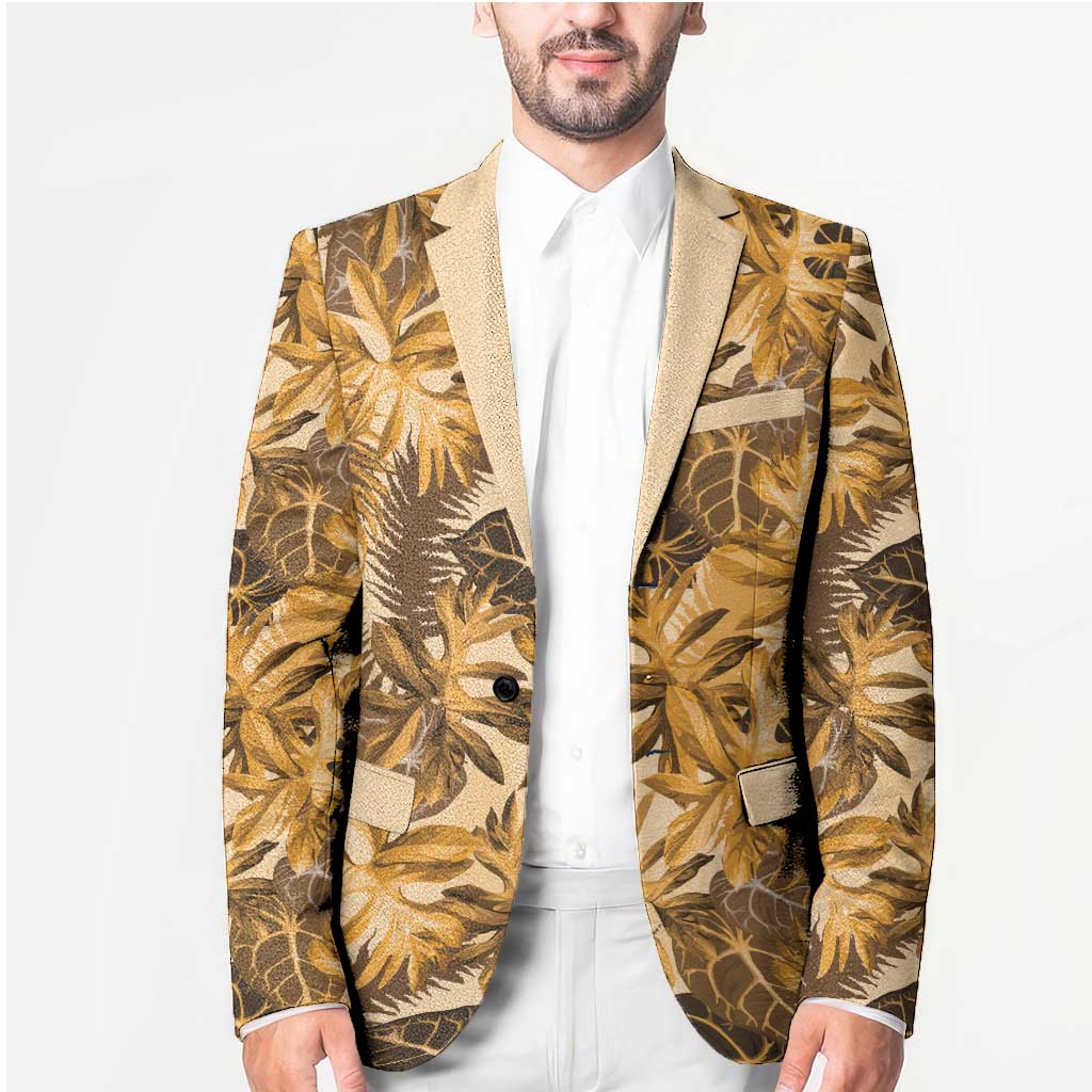 Hawaii Gold Tropical Leaves Blazer - Polynesian Pride