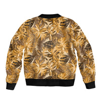 Hawaii Gold Tropical Leaves Bomber Jacket - Polynesian Pride