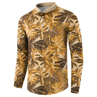 Hawaii Gold Tropical Leaves Button Sweatshirt - Polynesian Pride