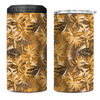 Hawaii Gold Tropical Leaves 4 in 1 Can Cooler Tumbler - Polynesian Pride