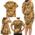 Hawaii Gold Tropical Leaves Family Matching Long Sleeve Bodycon Dress and Hawaiian Shirt - Polynesian Pride