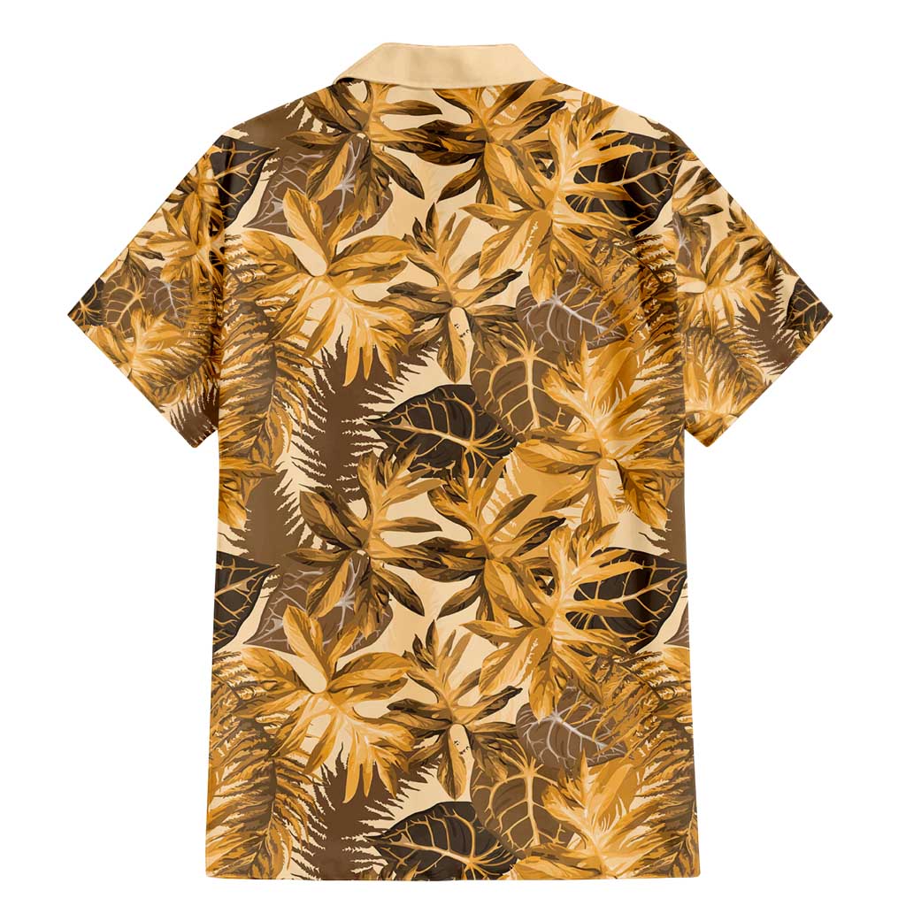 Hawaii Gold Tropical Leaves Family Matching Mermaid Dress and Hawaiian Shirt - Polynesian Pride