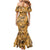 Hawaii Gold Tropical Leaves Family Matching Mermaid Dress and Hawaiian Shirt - Polynesian Pride