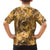 Hawaii Gold Tropical Leaves Family Matching Short Sleeve Bodycon Dress and Hawaiian Shirt - Polynesian Pride