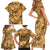 Hawaii Gold Tropical Leaves Family Matching Short Sleeve Bodycon Dress and Hawaiian Shirt - Polynesian Pride