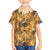 Hawaii Gold Tropical Leaves Family Matching Short Sleeve Bodycon Dress and Hawaiian Shirt - Polynesian Pride