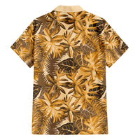 Hawaii Gold Tropical Leaves Family Matching Summer Maxi Dress and Hawaiian Shirt - Polynesian Pride