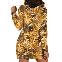 Hawaii Gold Tropical Leaves Hoodie Dress - Polynesian Pride