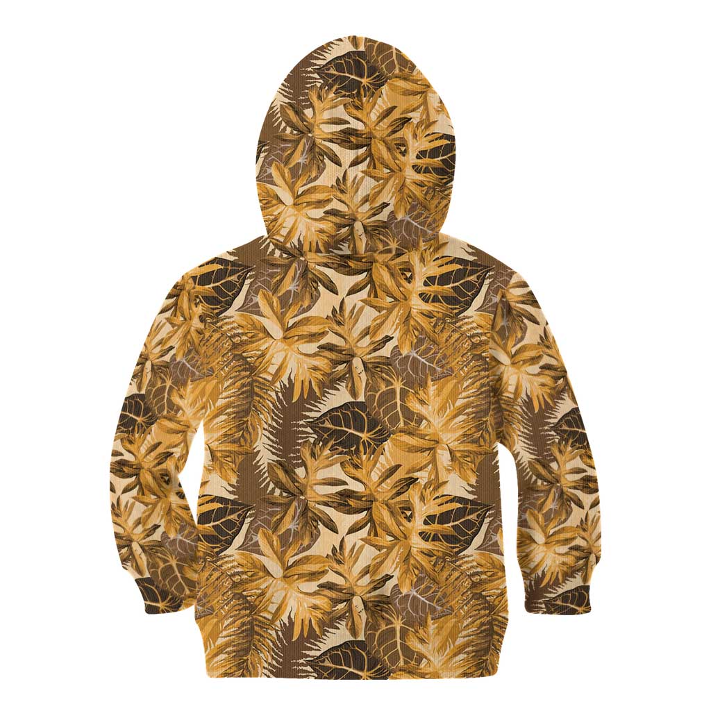 Hawaii Gold Tropical Leaves Kid Hoodie - Polynesian Pride