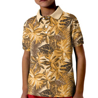 Hawaii Gold Tropical Leaves Kid Polo Shirt - Polynesian Pride