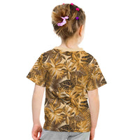 Hawaii Gold Tropical Leaves Kid T Shirt - Polynesian Pride
