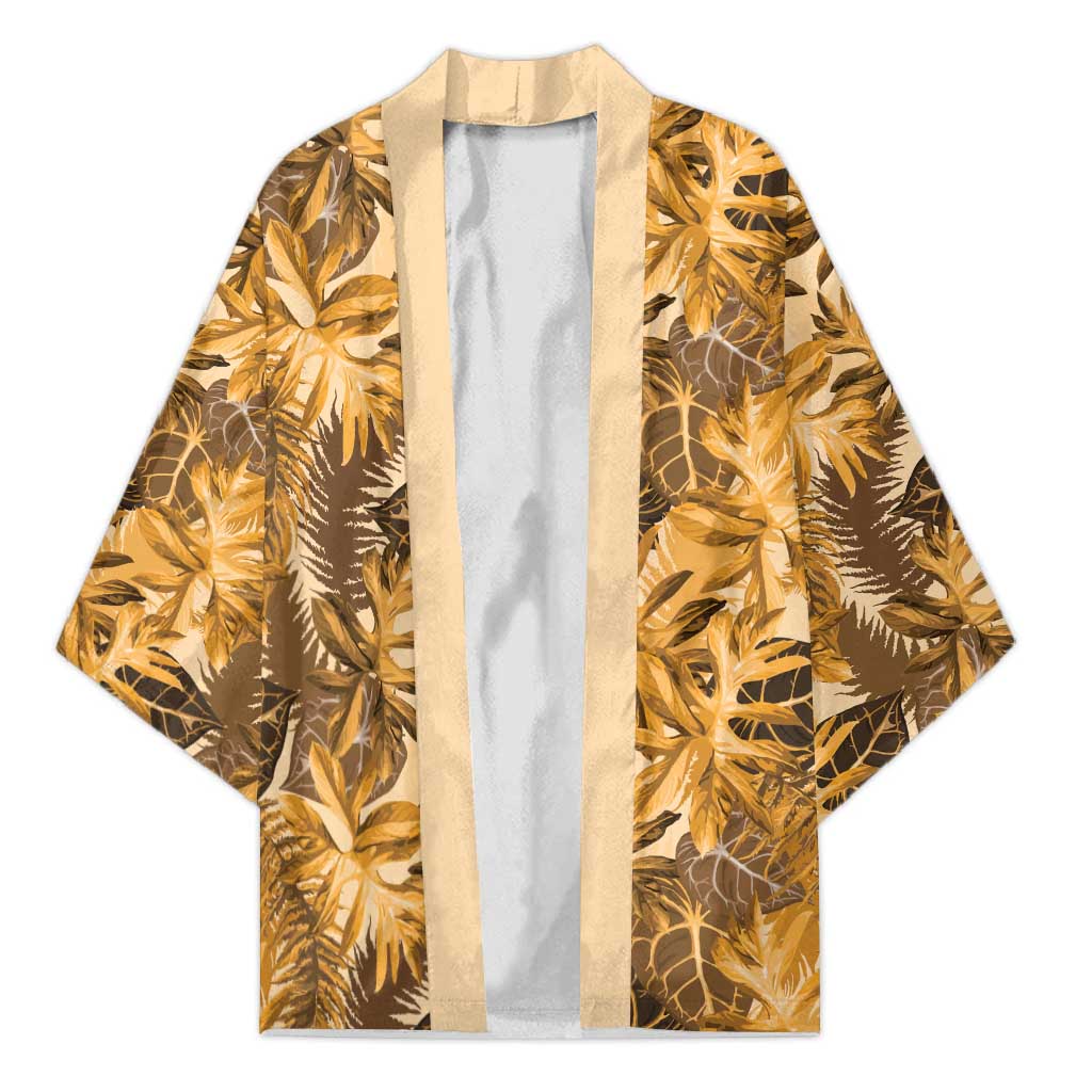 Hawaii Gold Tropical Leaves Kimono - Polynesian Pride