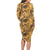 Hawaii Gold Tropical Leaves Long Sleeve Bodycon Dress - Polynesian Pride
