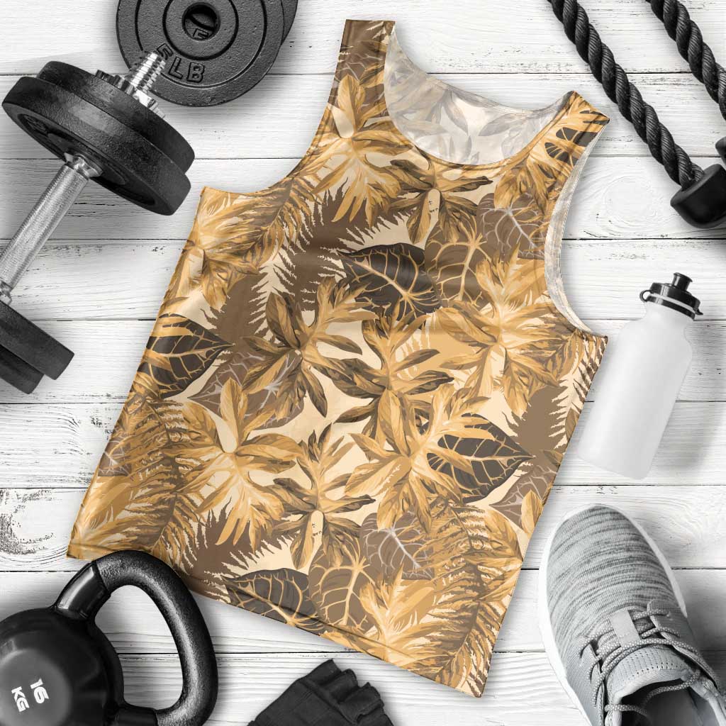 Hawaii Gold Tropical Leaves Men Tank Top - Polynesian Pride