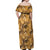 Hawaii Gold Tropical Leaves Off Shoulder Maxi Dress - Polynesian Pride