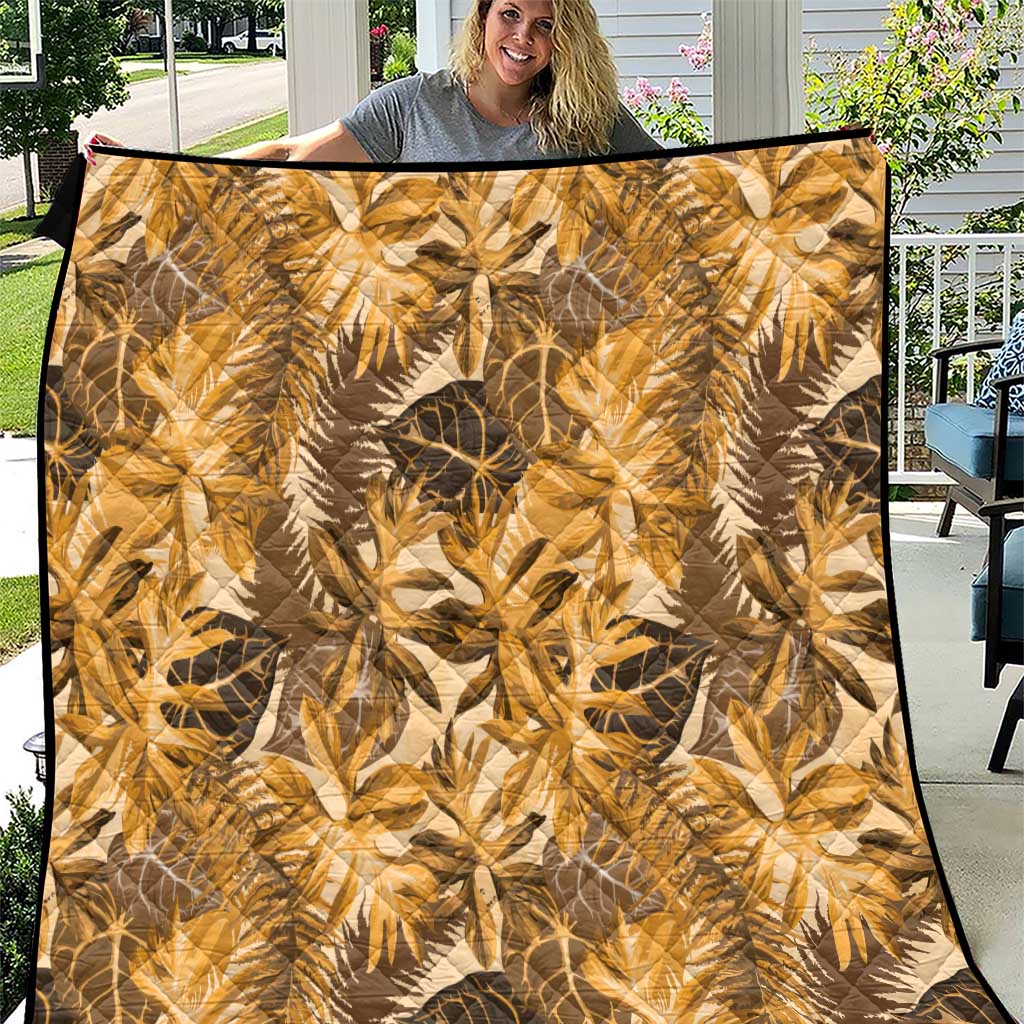 Hawaii Gold Tropical Leaves Quilt - Polynesian Pride