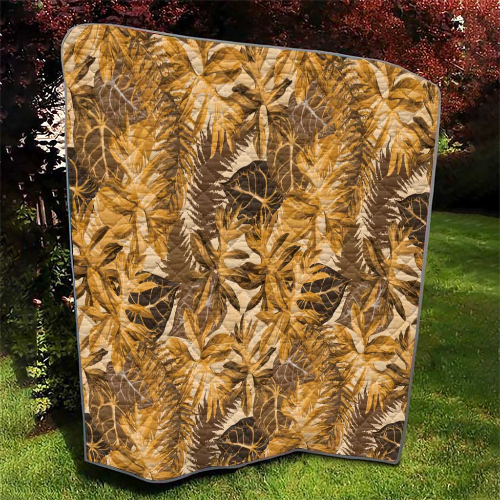 Hawaii Gold Tropical Leaves Quilt - Polynesian Pride