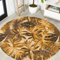 Hawaii Gold Tropical Leaves Round Carpet - Polynesian Pride