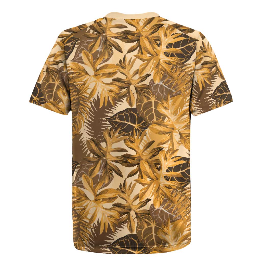 Hawaii Gold Tropical Leaves Rugby Jersey - Polynesian Pride