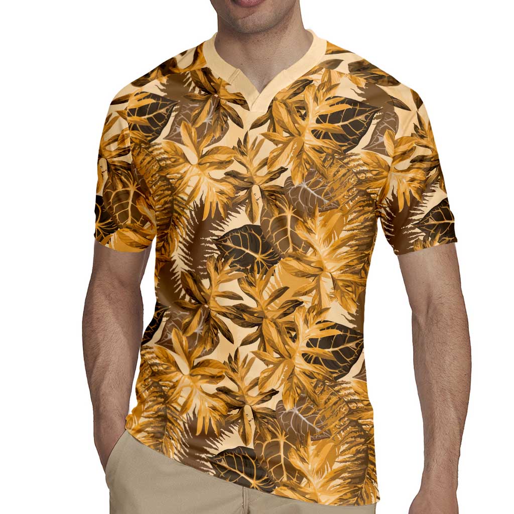 Hawaii Gold Tropical Leaves Rugby Jersey - Polynesian Pride