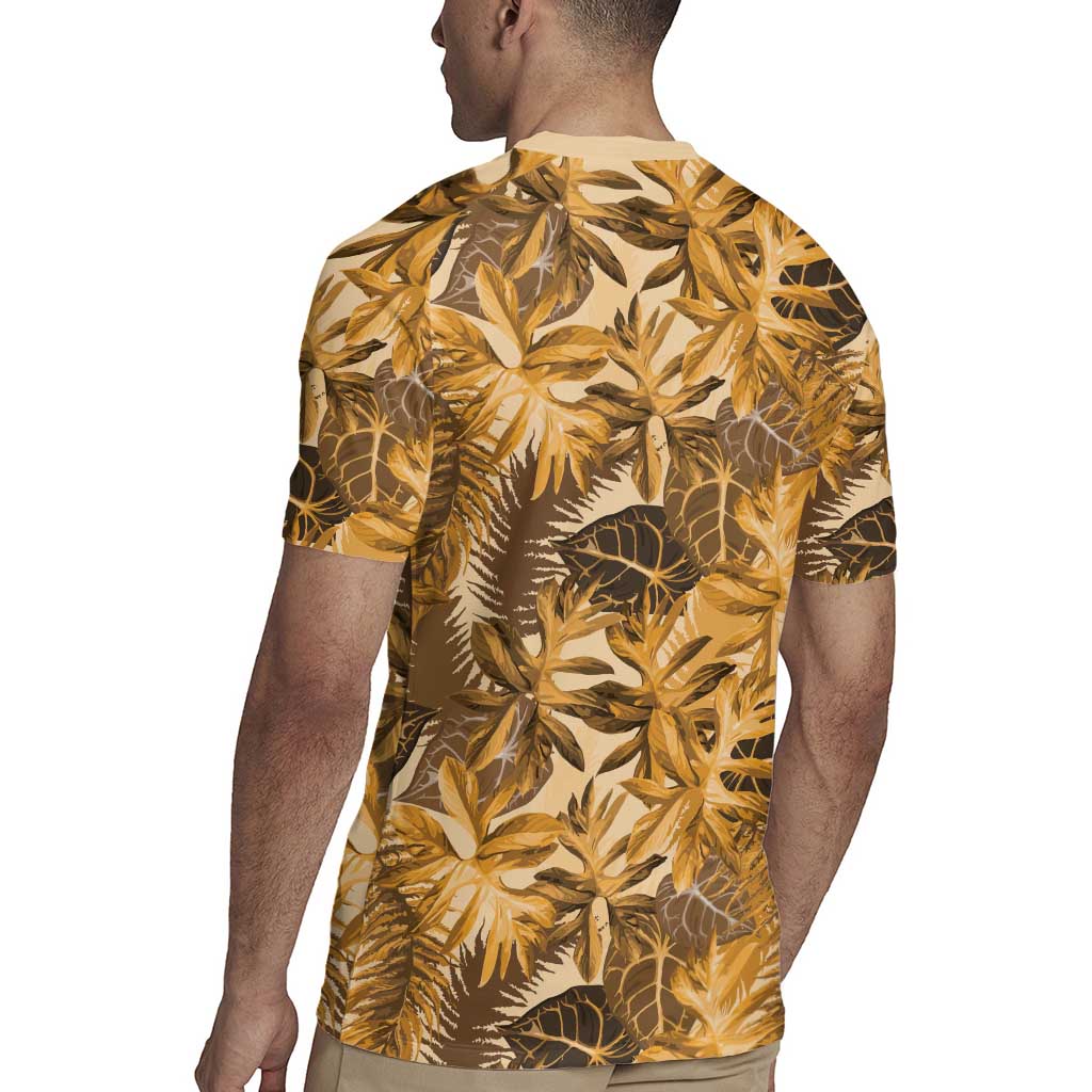 Hawaii Gold Tropical Leaves Rugby Jersey - Polynesian Pride