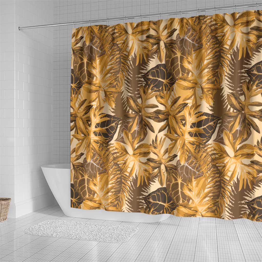 Hawaii Gold Tropical Leaves Shower Curtain - Polynesian Pride