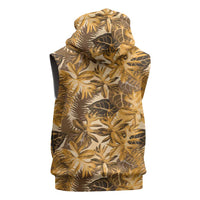 Hawaii Gold Tropical Leaves Sleeveless Zip Hoodie - Polynesian Pride