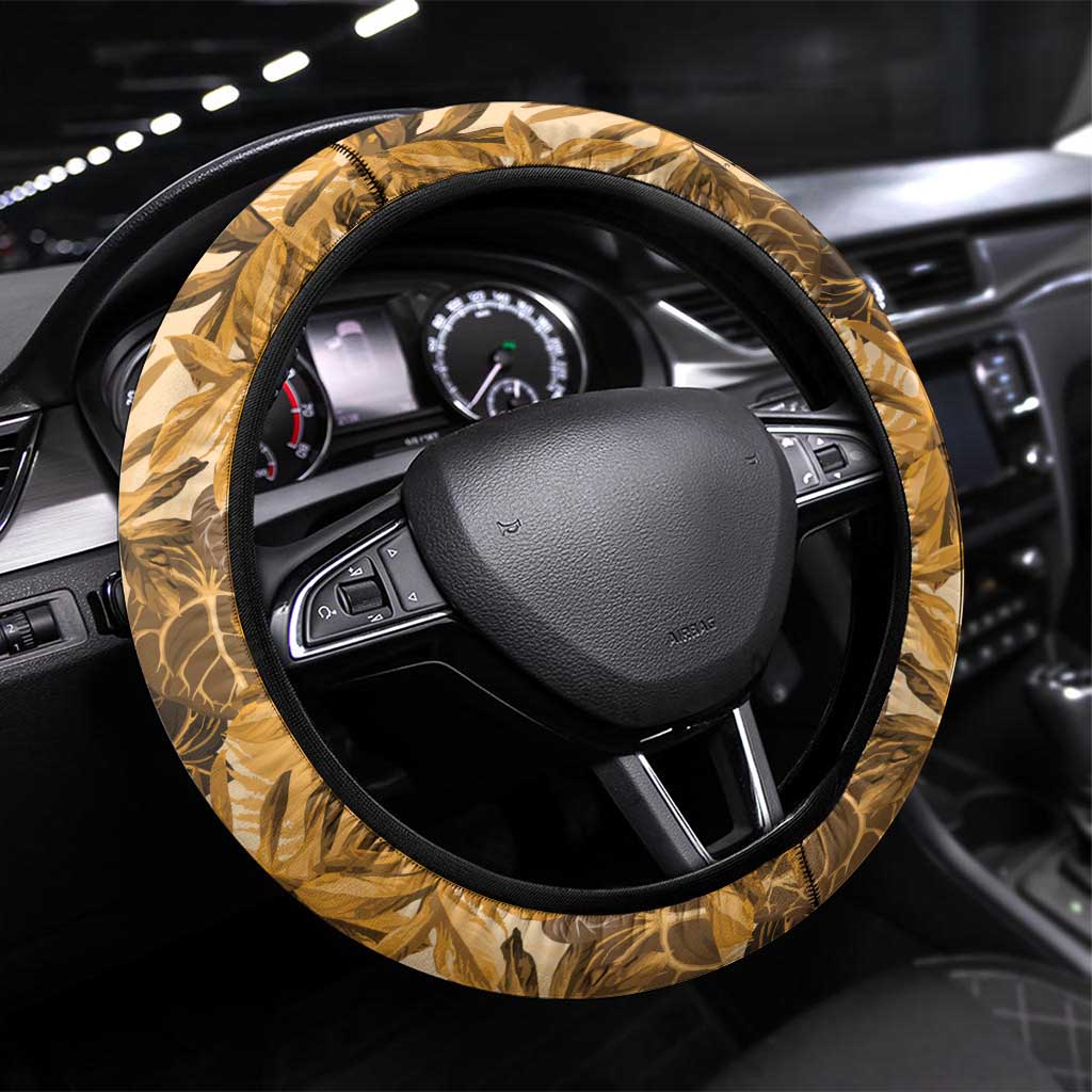 Hawaii Gold Tropical Leaves Steering Wheel Cover - Polynesian Pride