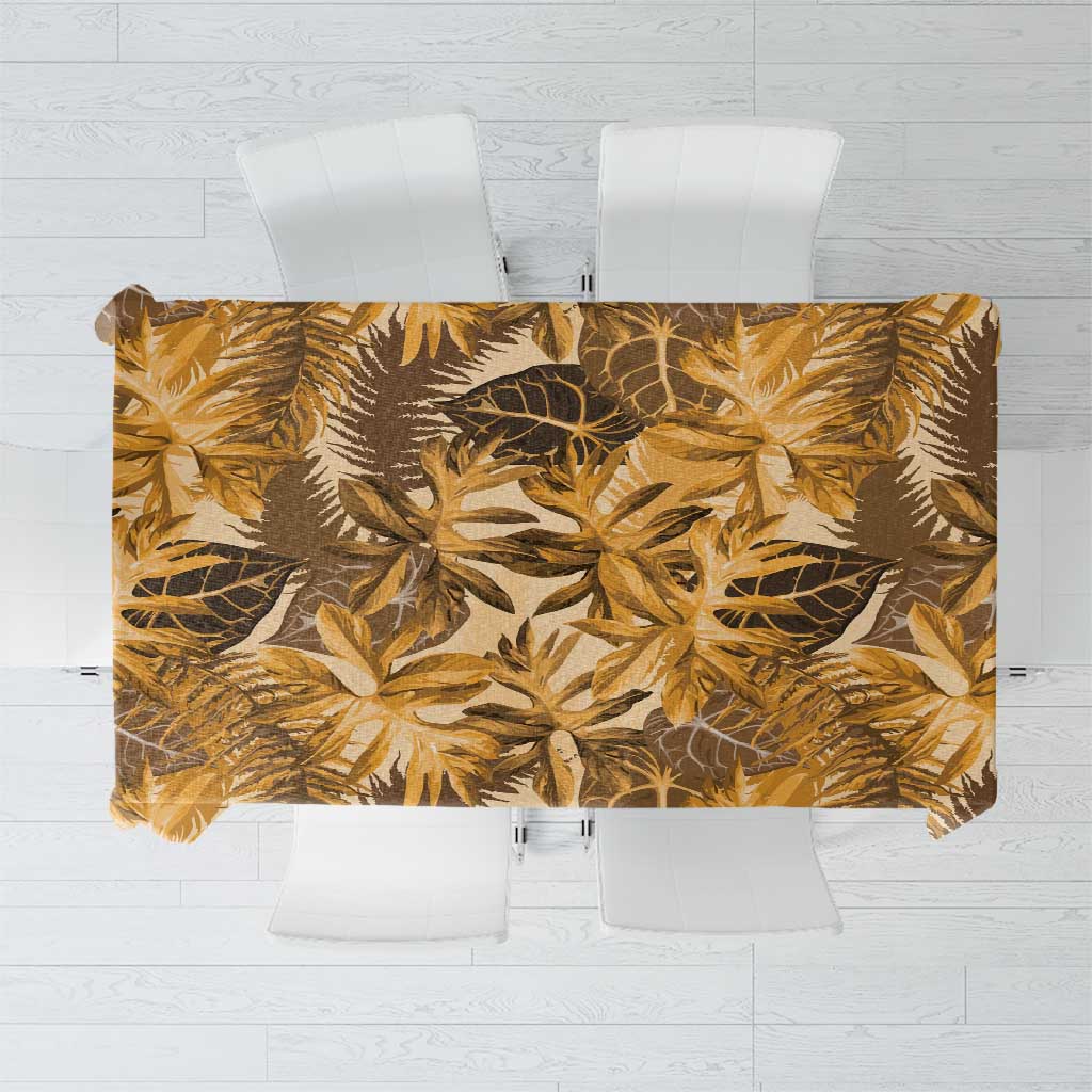 Hawaii Gold Tropical Leaves Tablecloth - Polynesian Pride