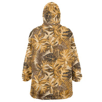 Hawaii Gold Tropical Leaves Wearable Blanket Hoodie - Polynesian Pride