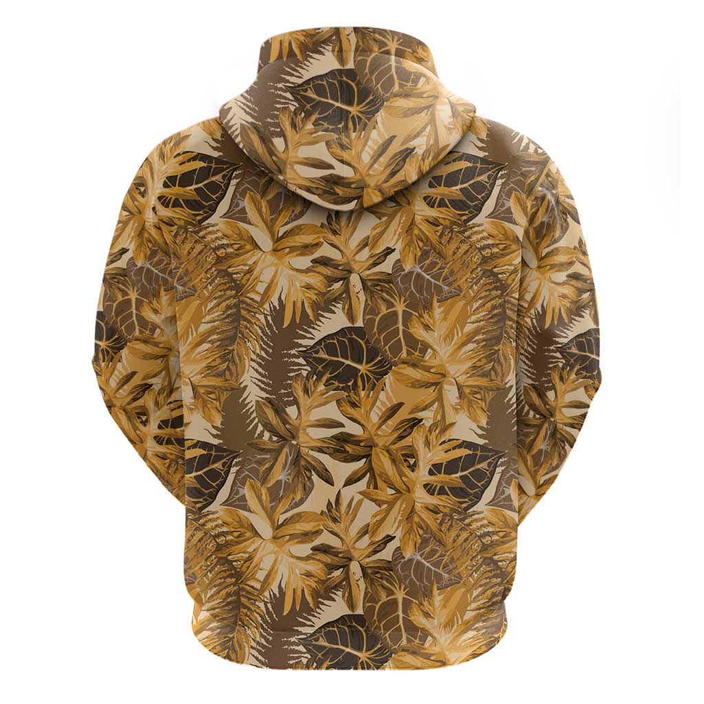 Hawaii Gold Tropical Leaves Zip Hoodie - Polynesian Pride