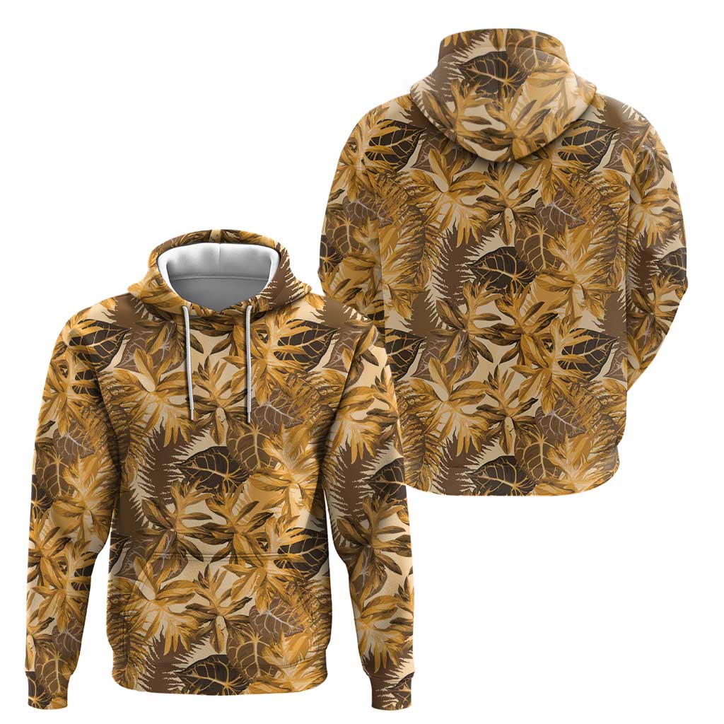 Hawaii Gold Tropical Leaves Zip Hoodie - Polynesian Pride