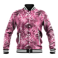 Hawaii Pink Tropical Leaves Baseball Jacket - Polynesian Pride