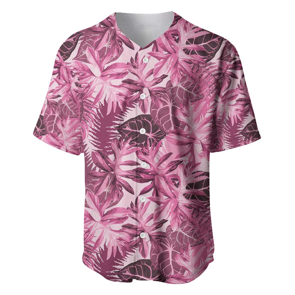 Hawaii Pink Tropical Leaves Baseball Jersey - Polynesian Pride