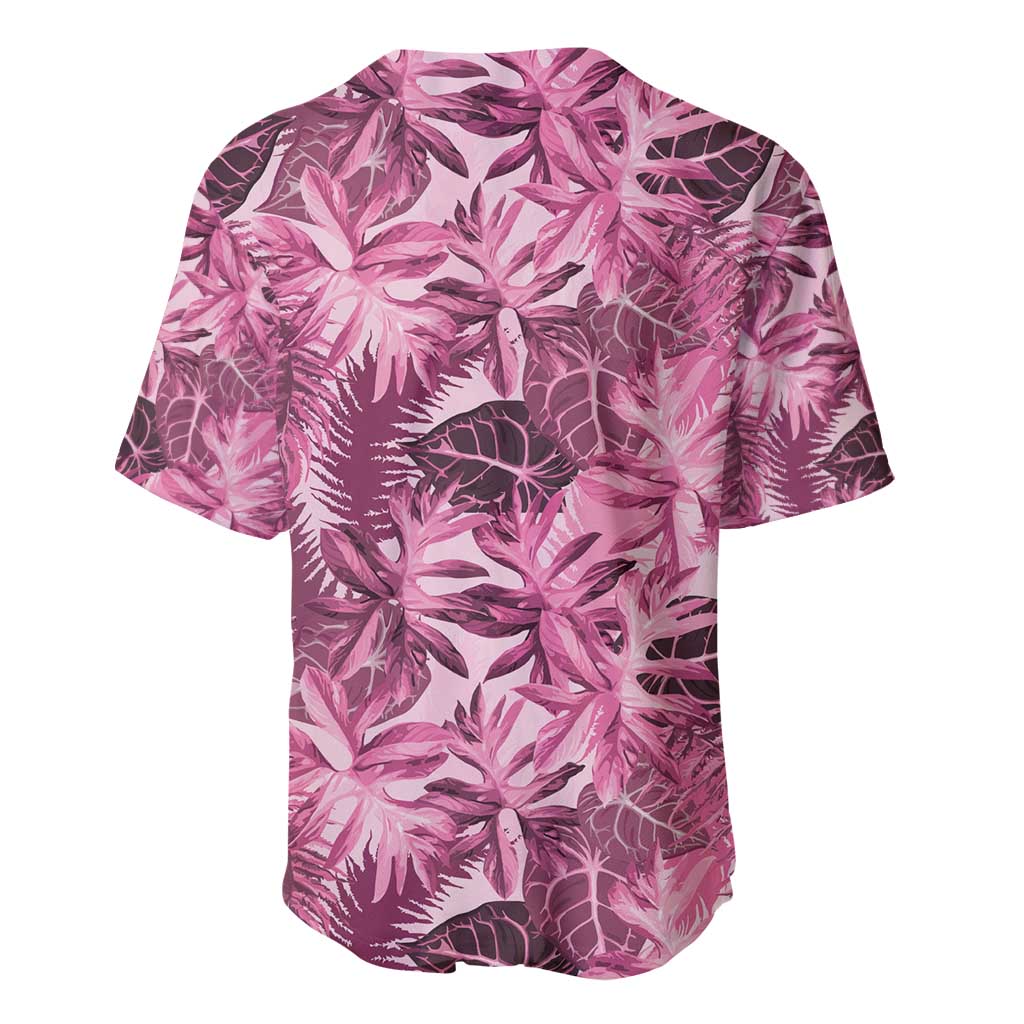 Hawaii Pink Tropical Leaves Baseball Jersey - Polynesian Pride