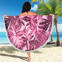 Hawaii Pink Tropical Leaves Beach Blanket - Polynesian Pride