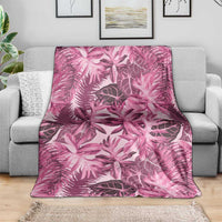 Hawaii Pink Tropical Leaves Blanket - Polynesian Pride
