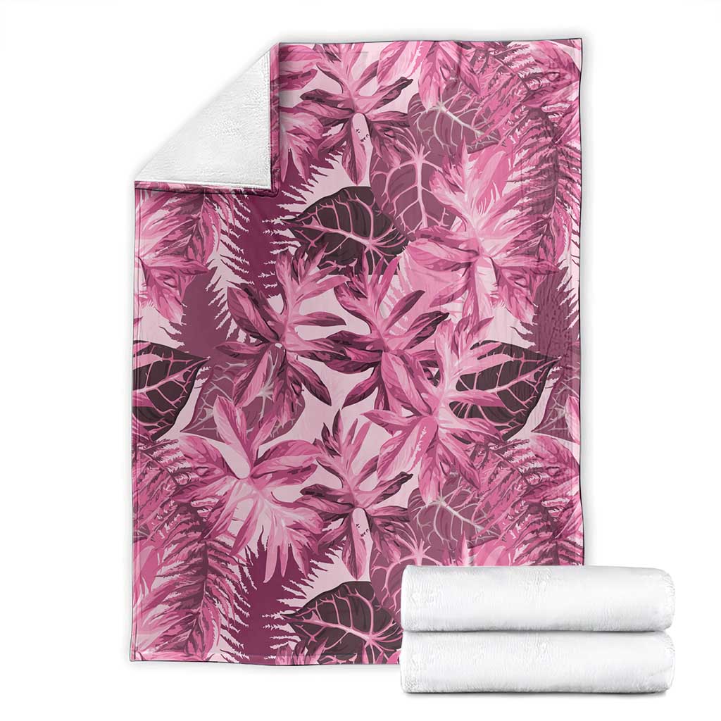 Hawaii Pink Tropical Leaves Blanket - Polynesian Pride