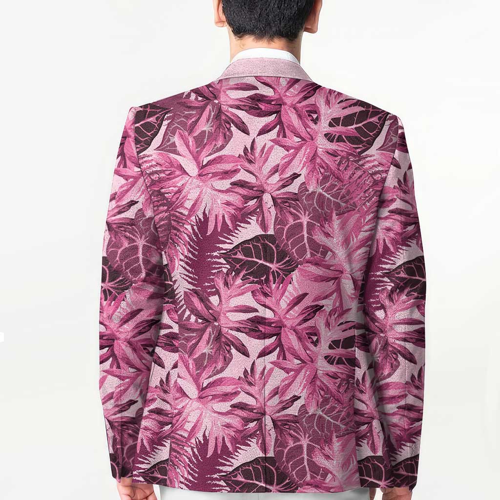 Hawaii Pink Tropical Leaves Blazer - Polynesian Pride