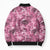 Hawaii Pink Tropical Leaves Bomber Puffer Jacket - Polynesian Pride