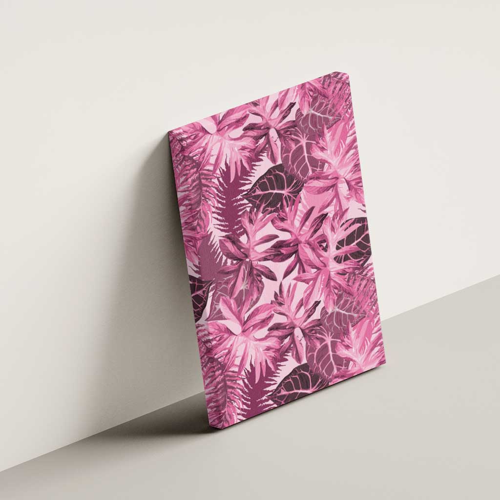 Hawaii Pink Tropical Leaves Canvas Wall Art - Polynesian Pride